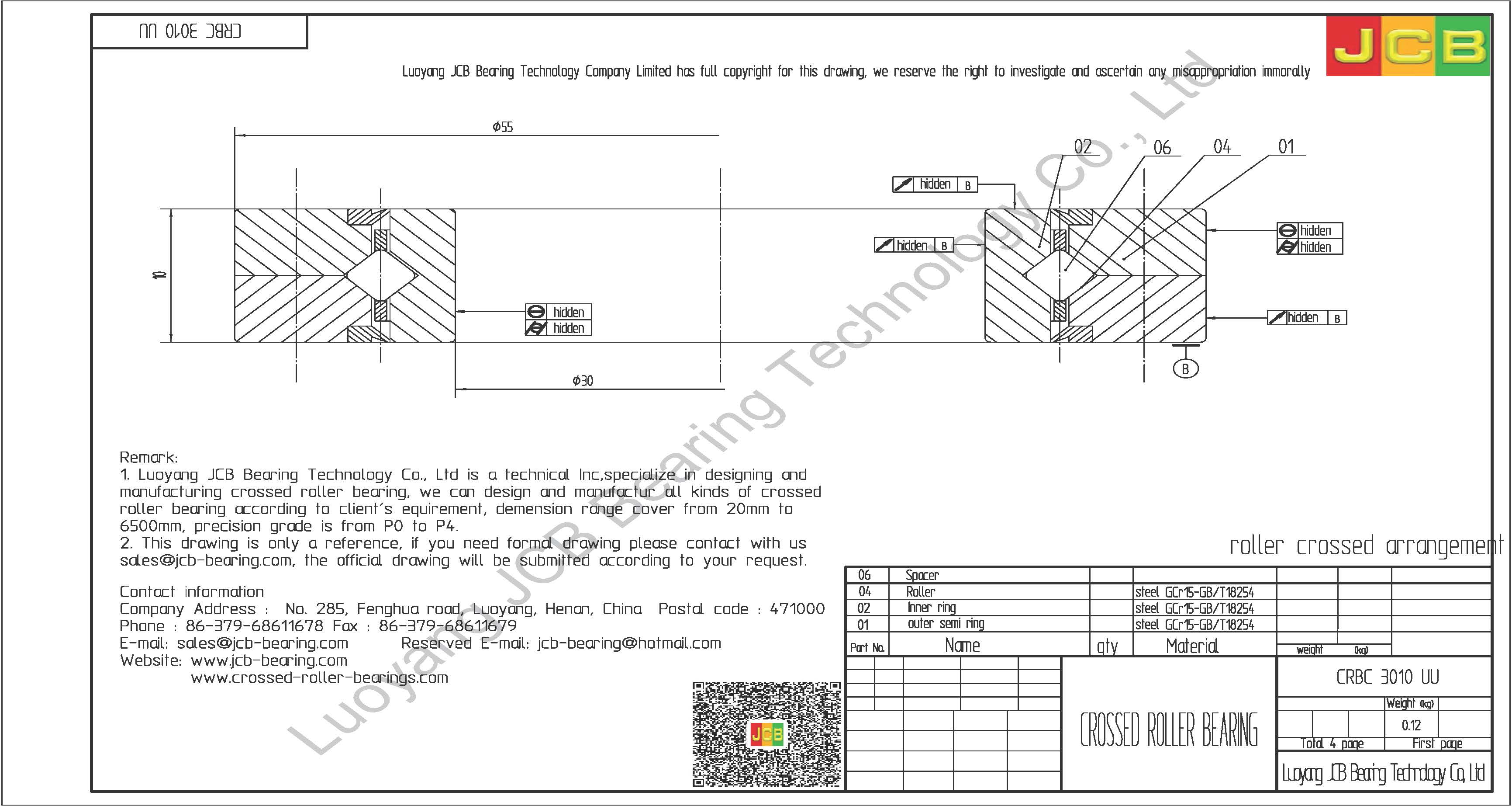 CRBC 3010 UU IKO CROSSED ROLLER BEARING