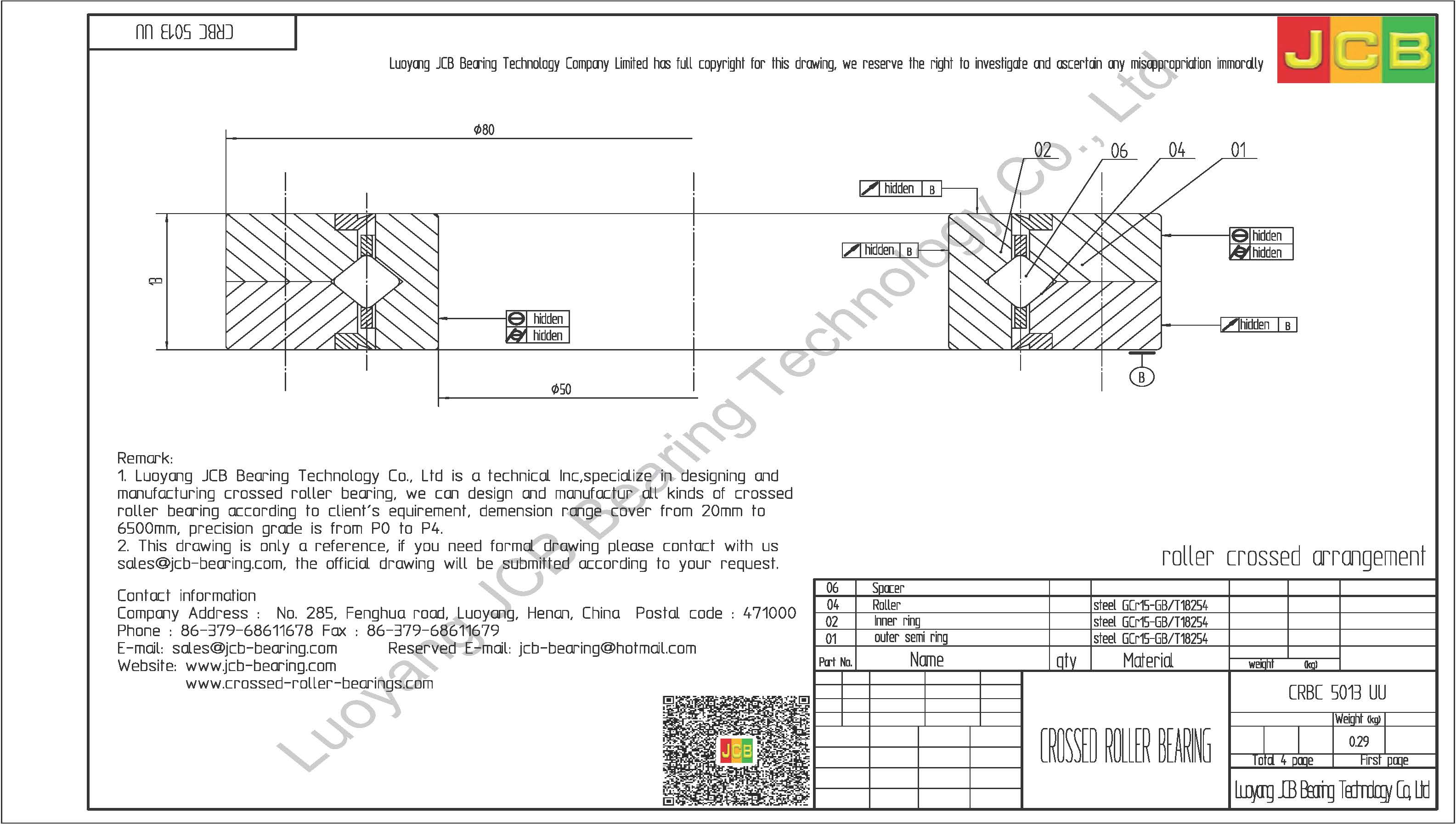 CRBC 5013 UU IKO CROSSED ROLLER BEARING