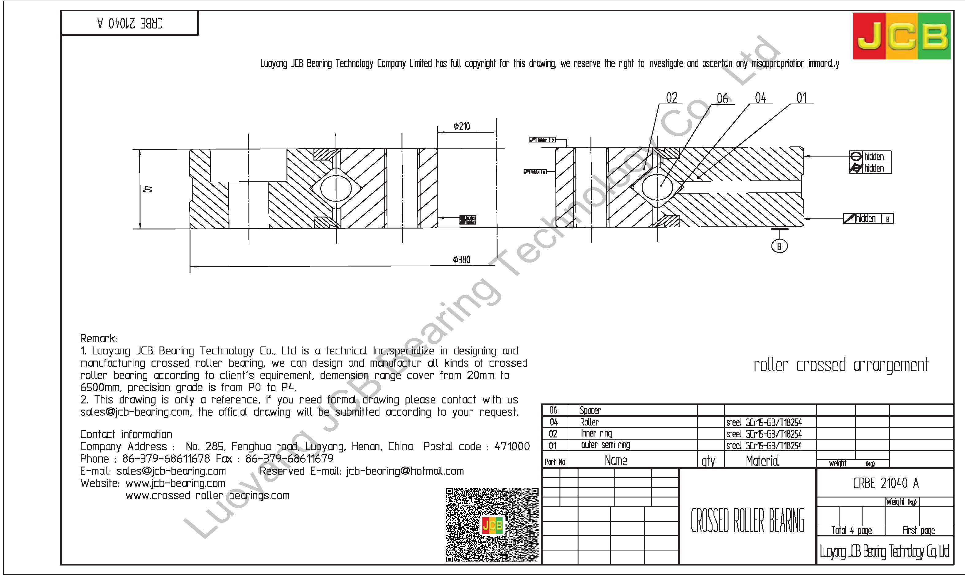 CRBE 21040 A HIWIN CROSSED ROLLER BEARING