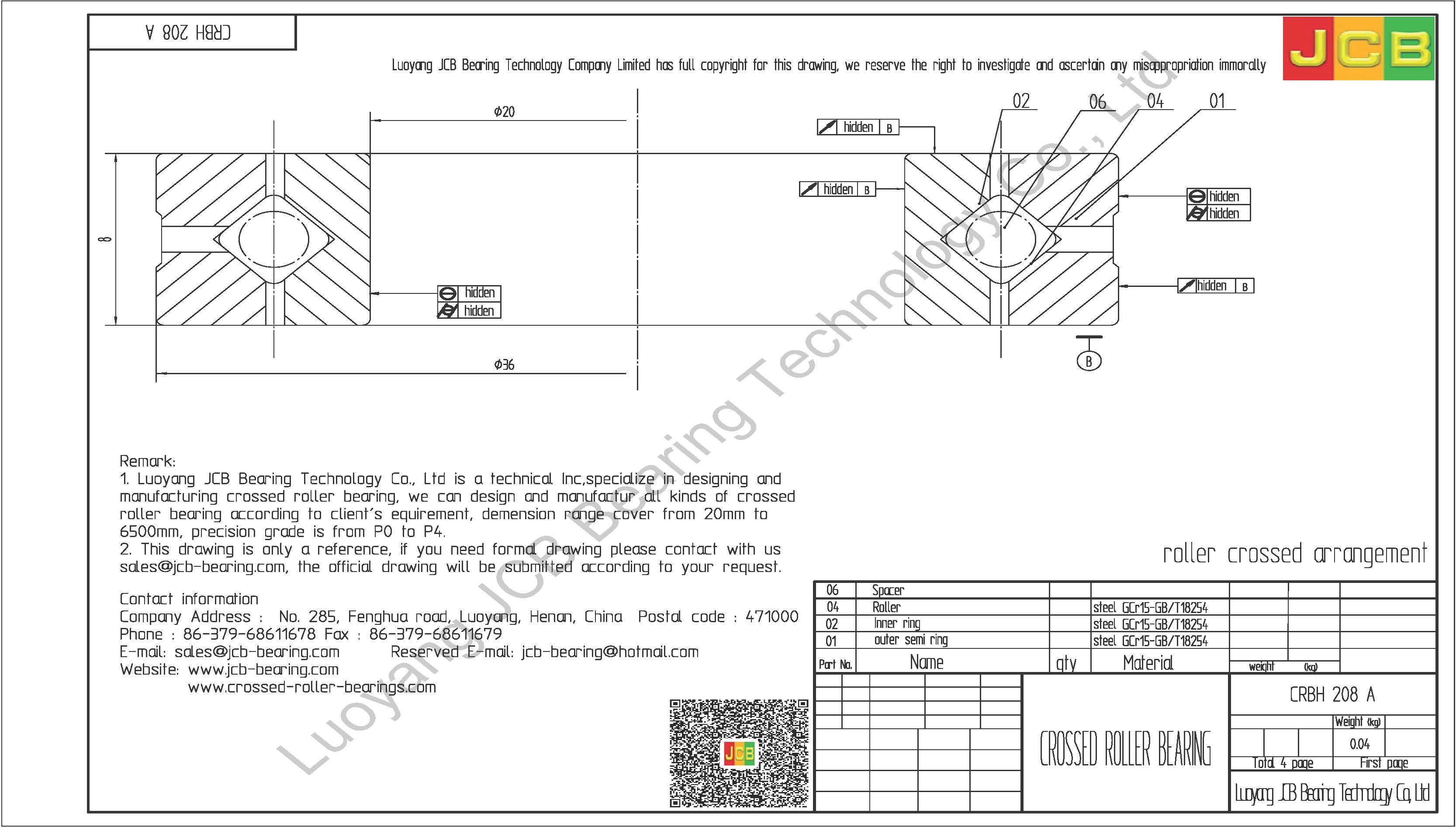 CRBH 208 A IKO CROSSED ROLLER BEARING