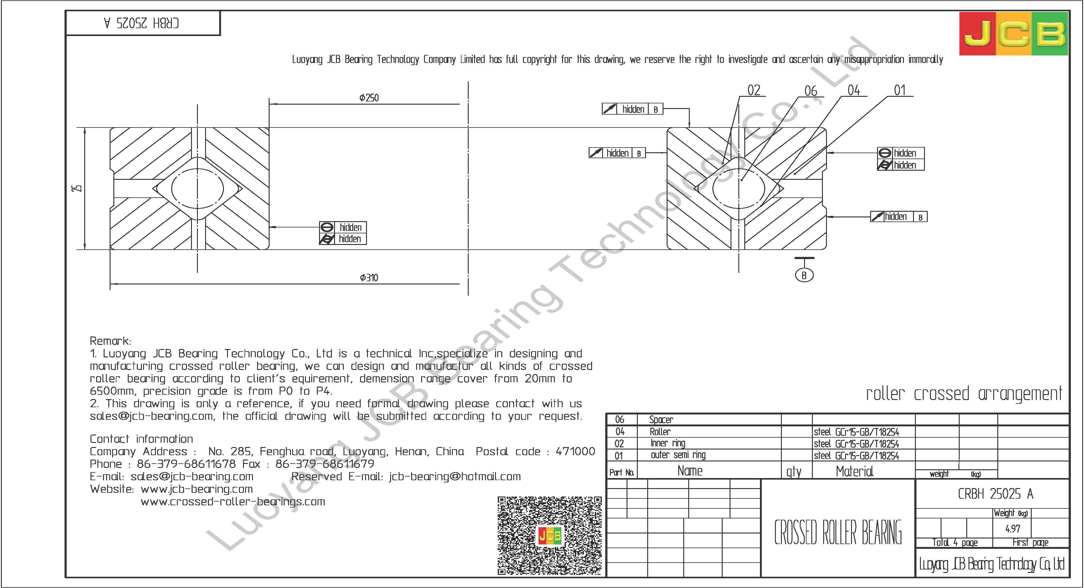 CRBH 25025 A IKO CROSSED ROLLER BEARINGG