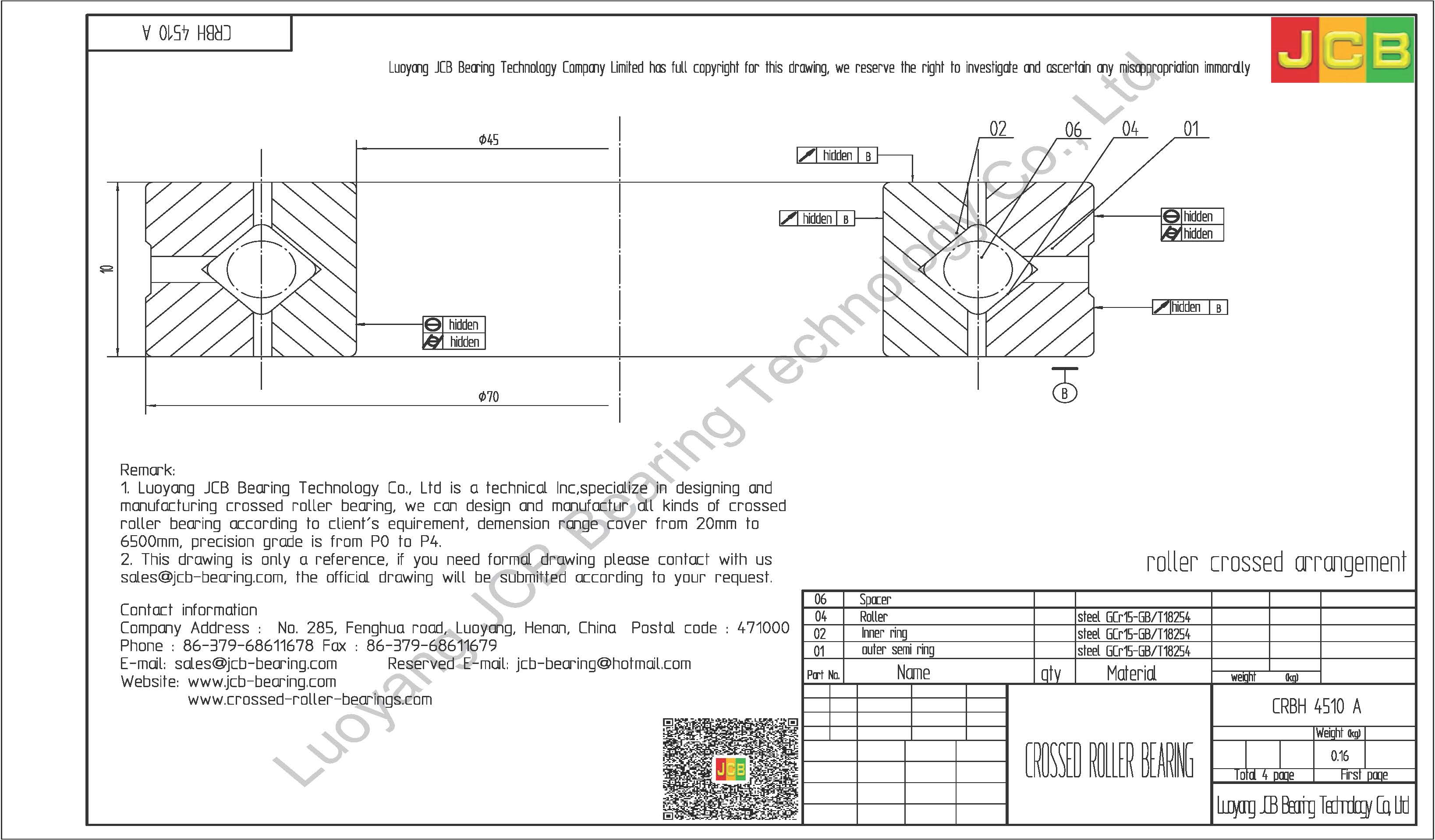 CRBH 4510 A IKO CROSSED ROLLER BEARING