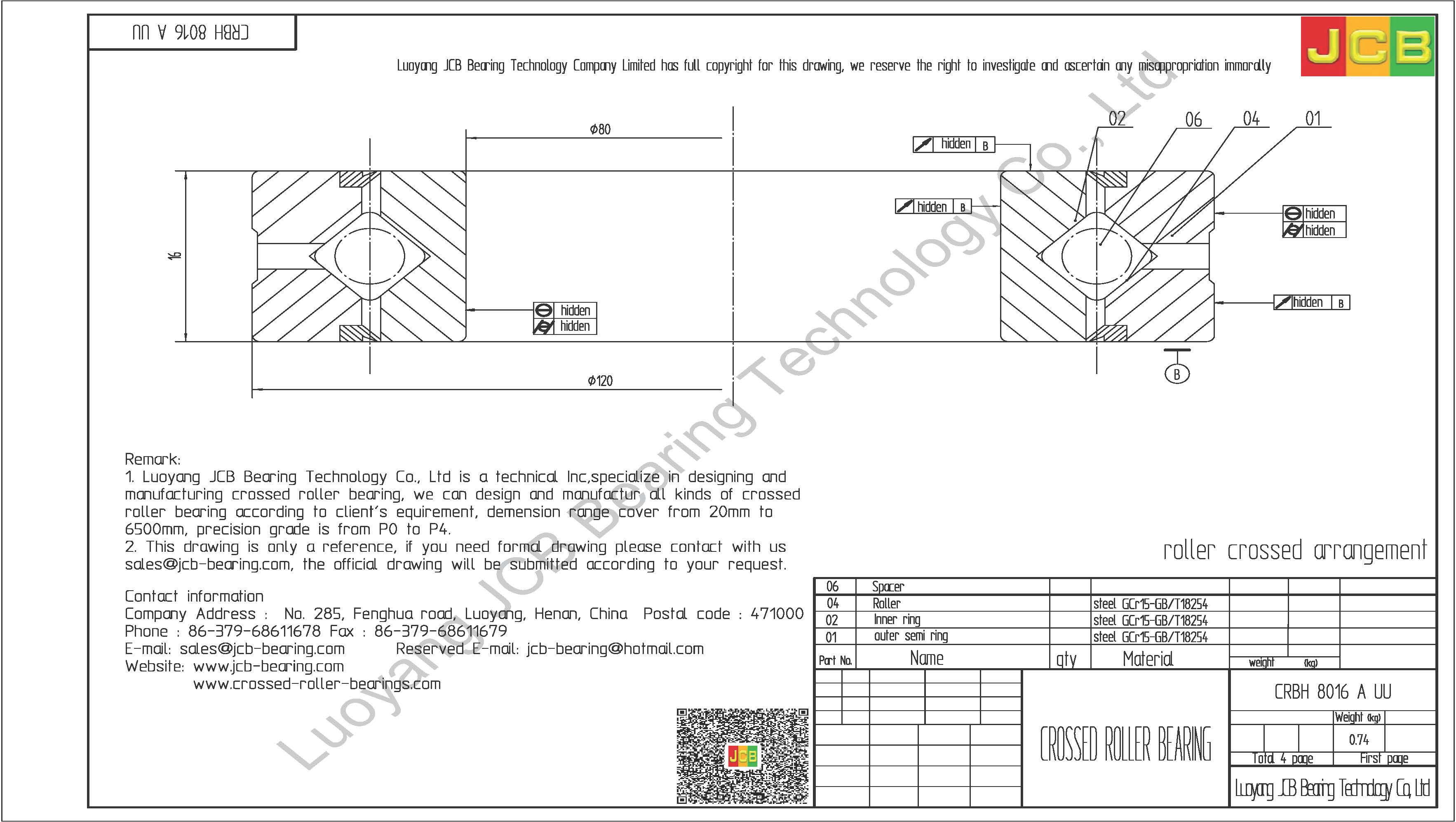 CRBH 8016 A UU IKO CROSSED ROLLER BEARING