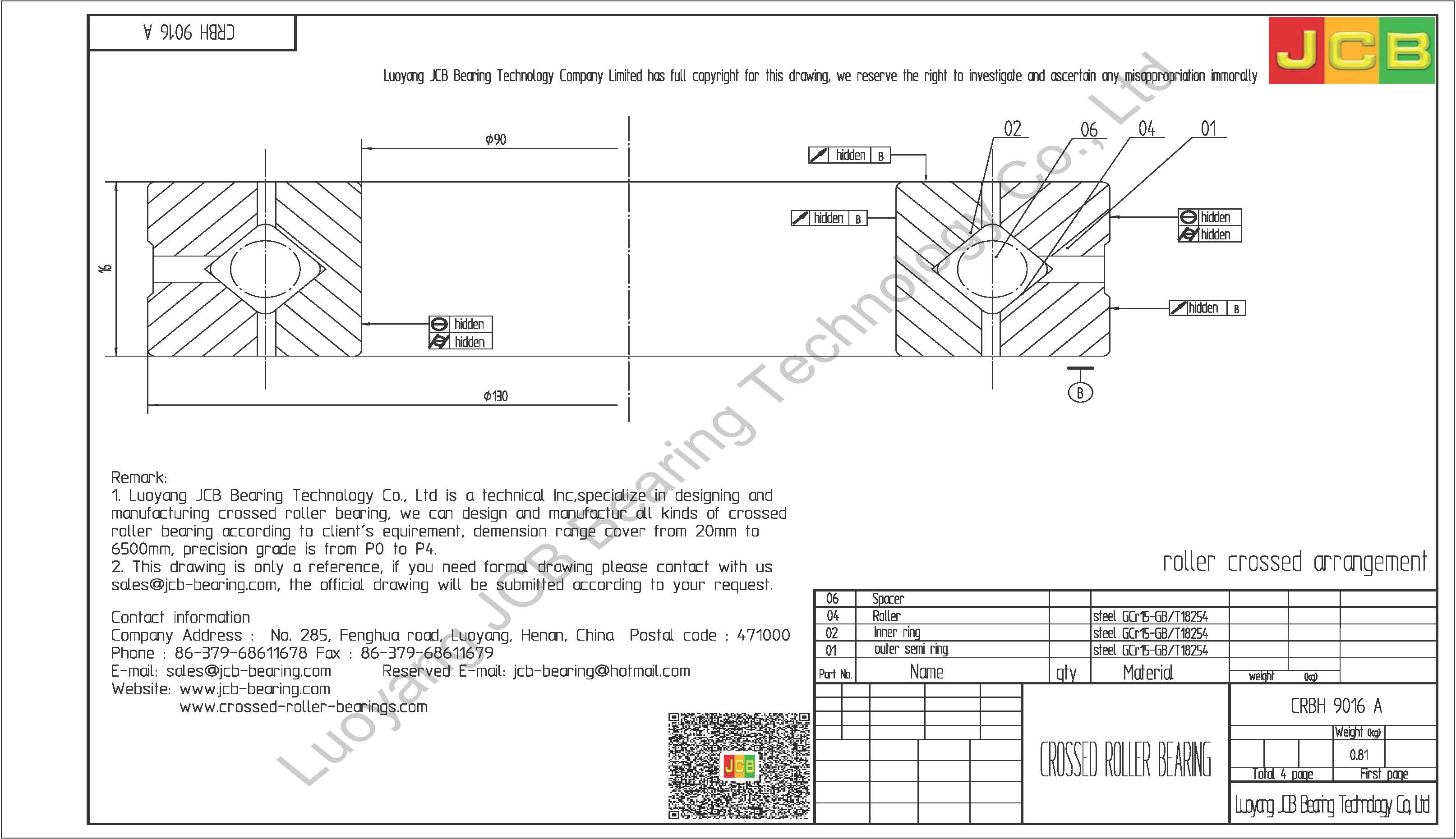 CRBH 9016 A IKO CROSSED ROLLER BEARING