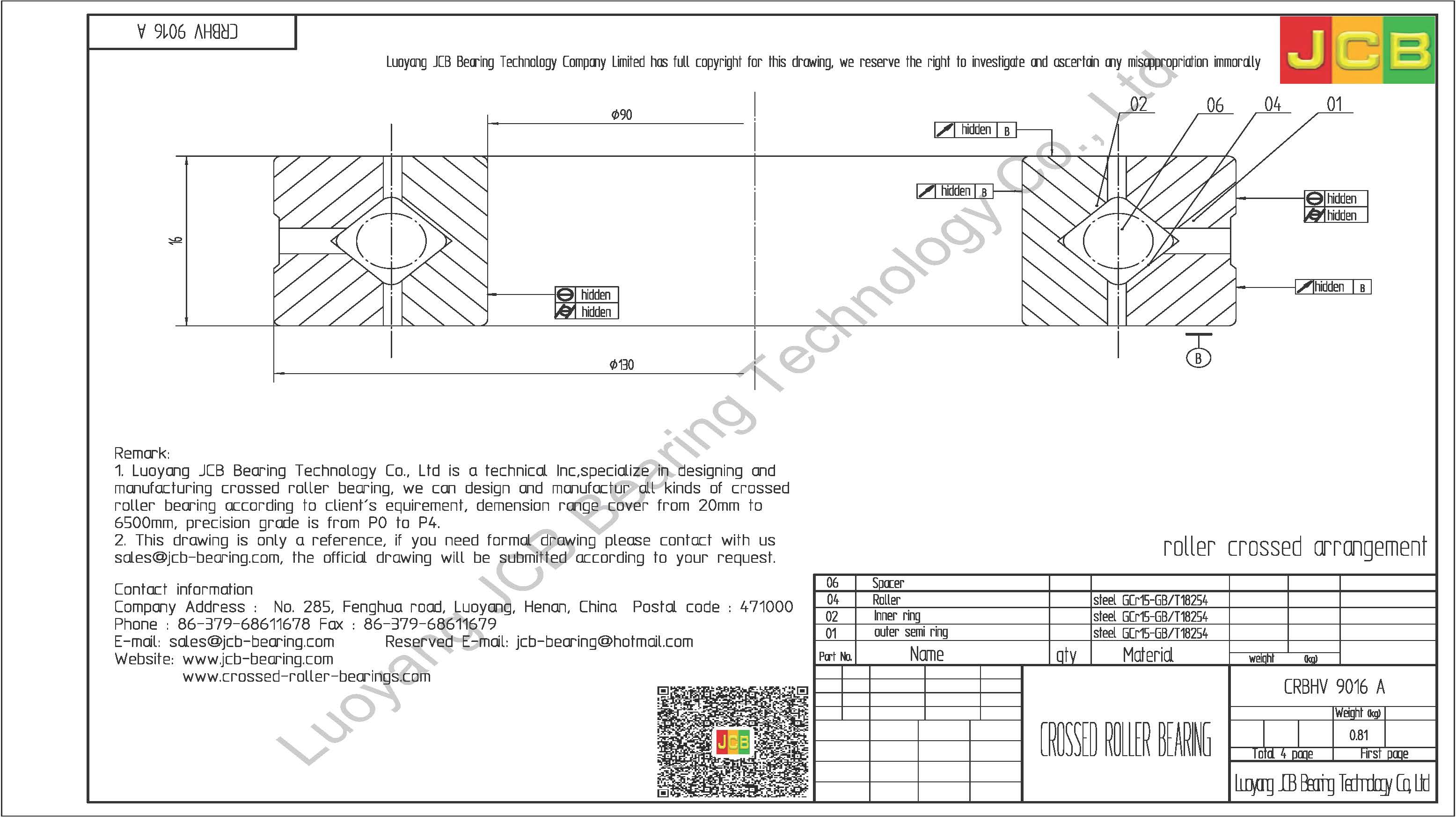 CRBHV 9016 A IKO CROSSED ROLLER BEARING