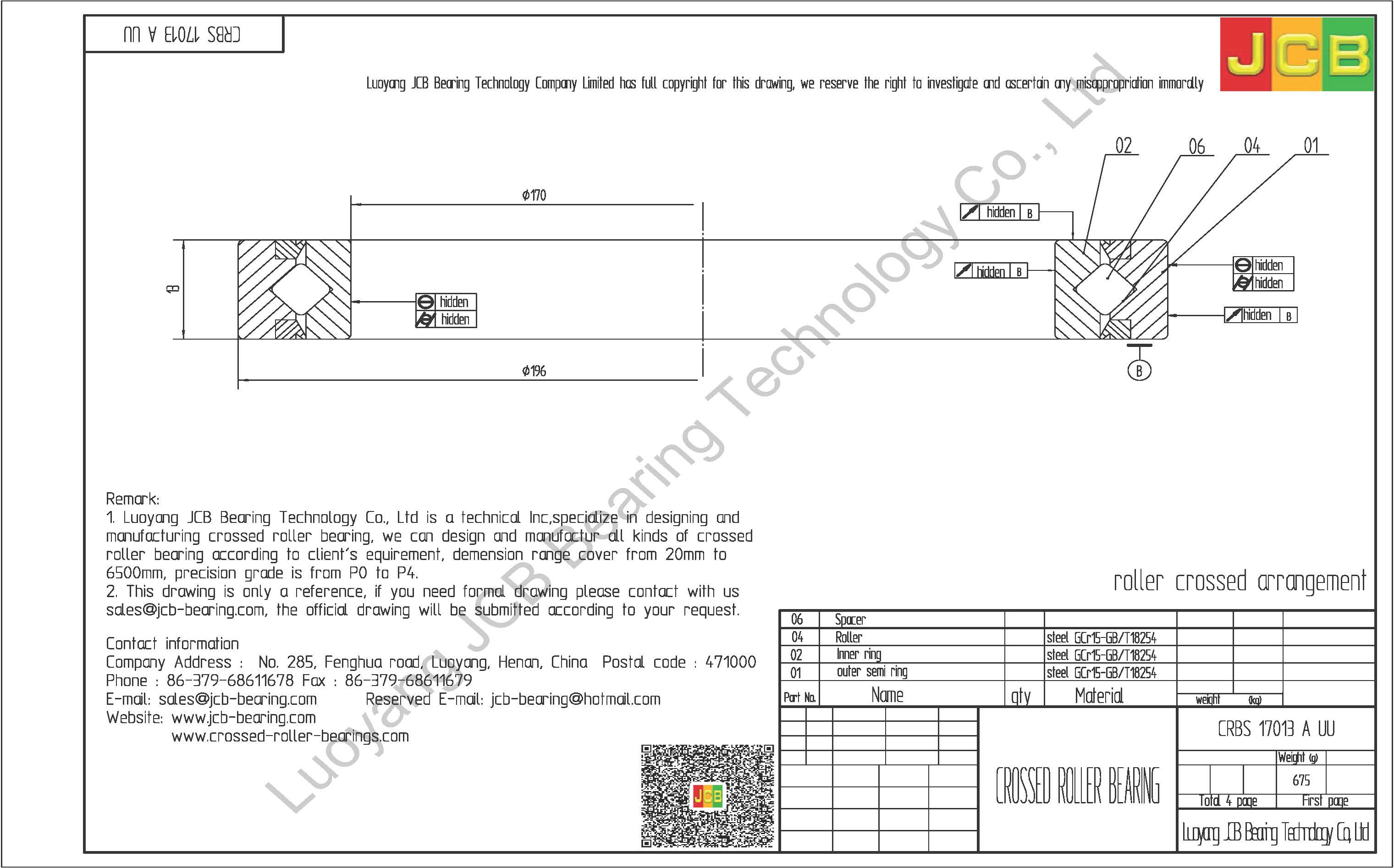 CRBS 17013 A UU IKO CROSSED ROLLER BEARING