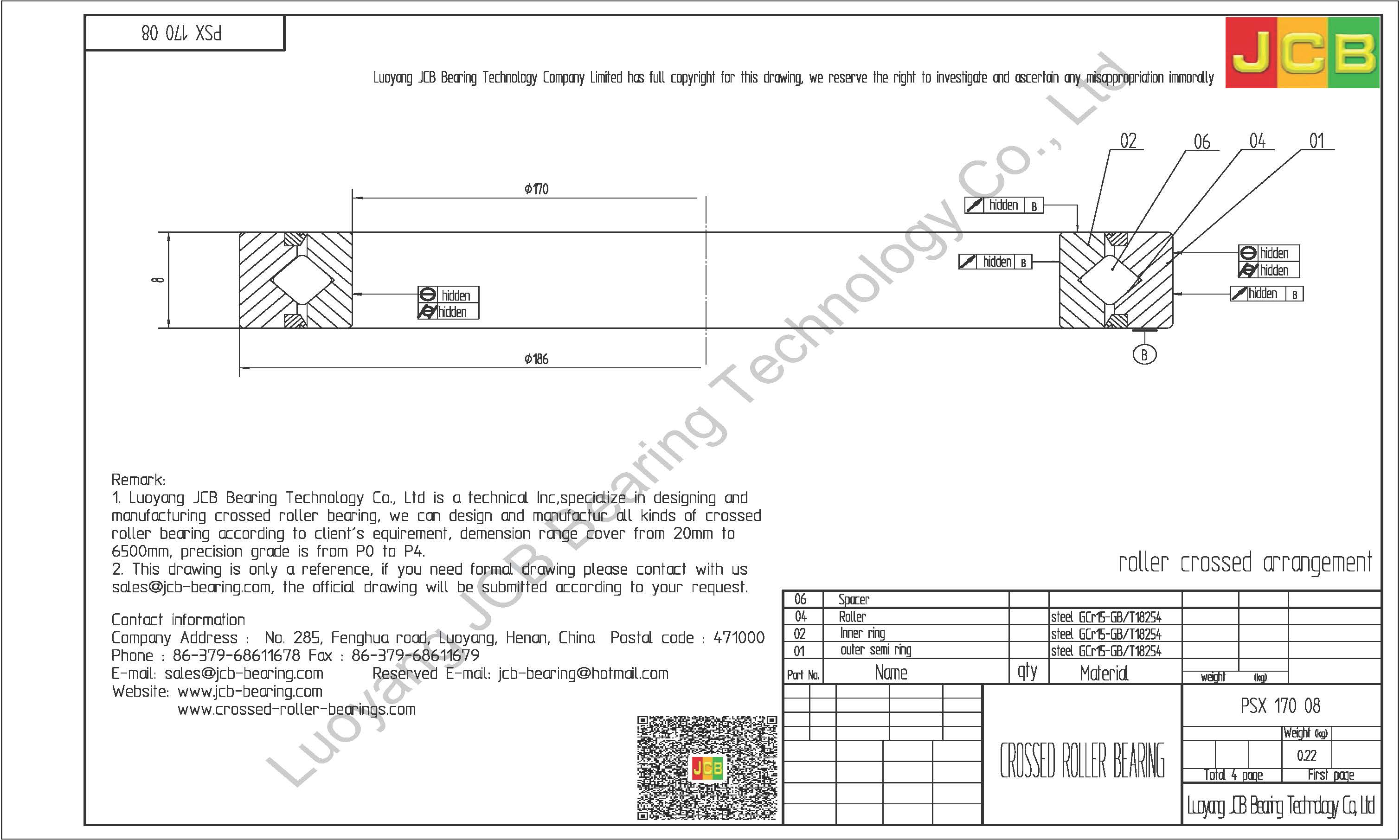 PSX 170 08 KMF CROSSED ROLLER BEARING
