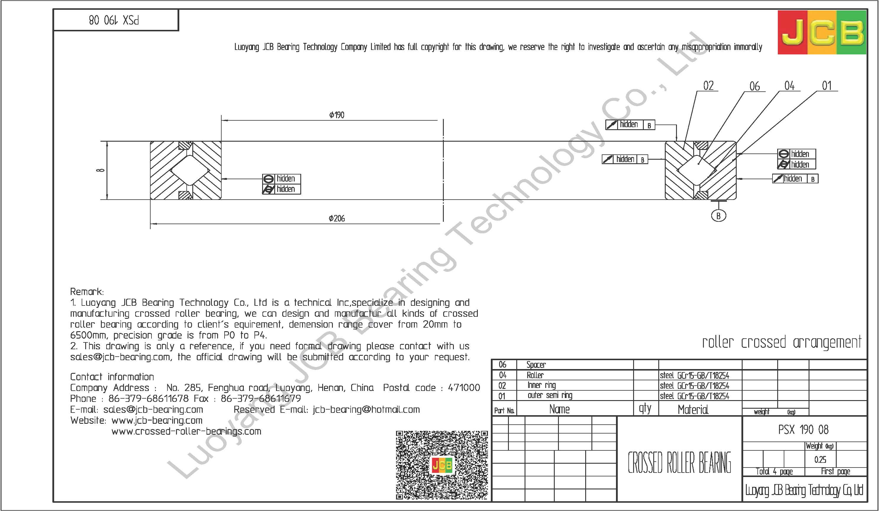 PSX 190 08 KMF CROSSED ROLLER BEARING