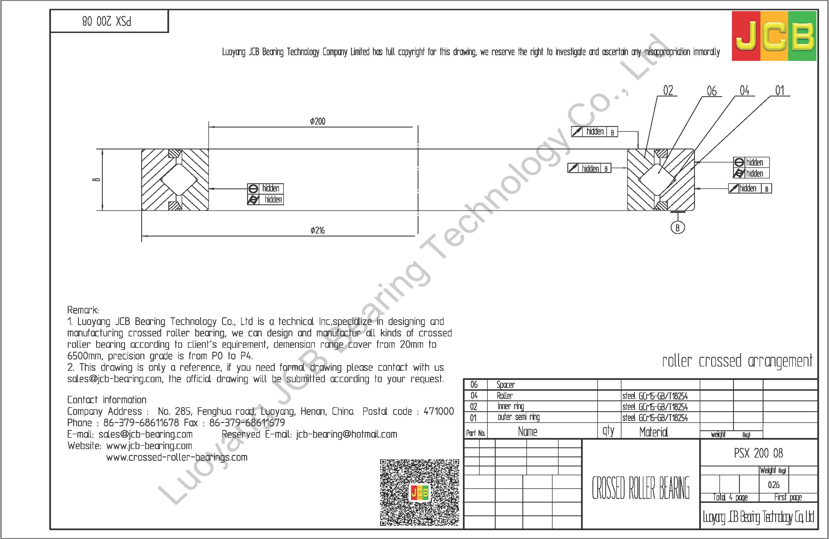 PSX 200 08 KMF CROSSED ROLLER BEARING