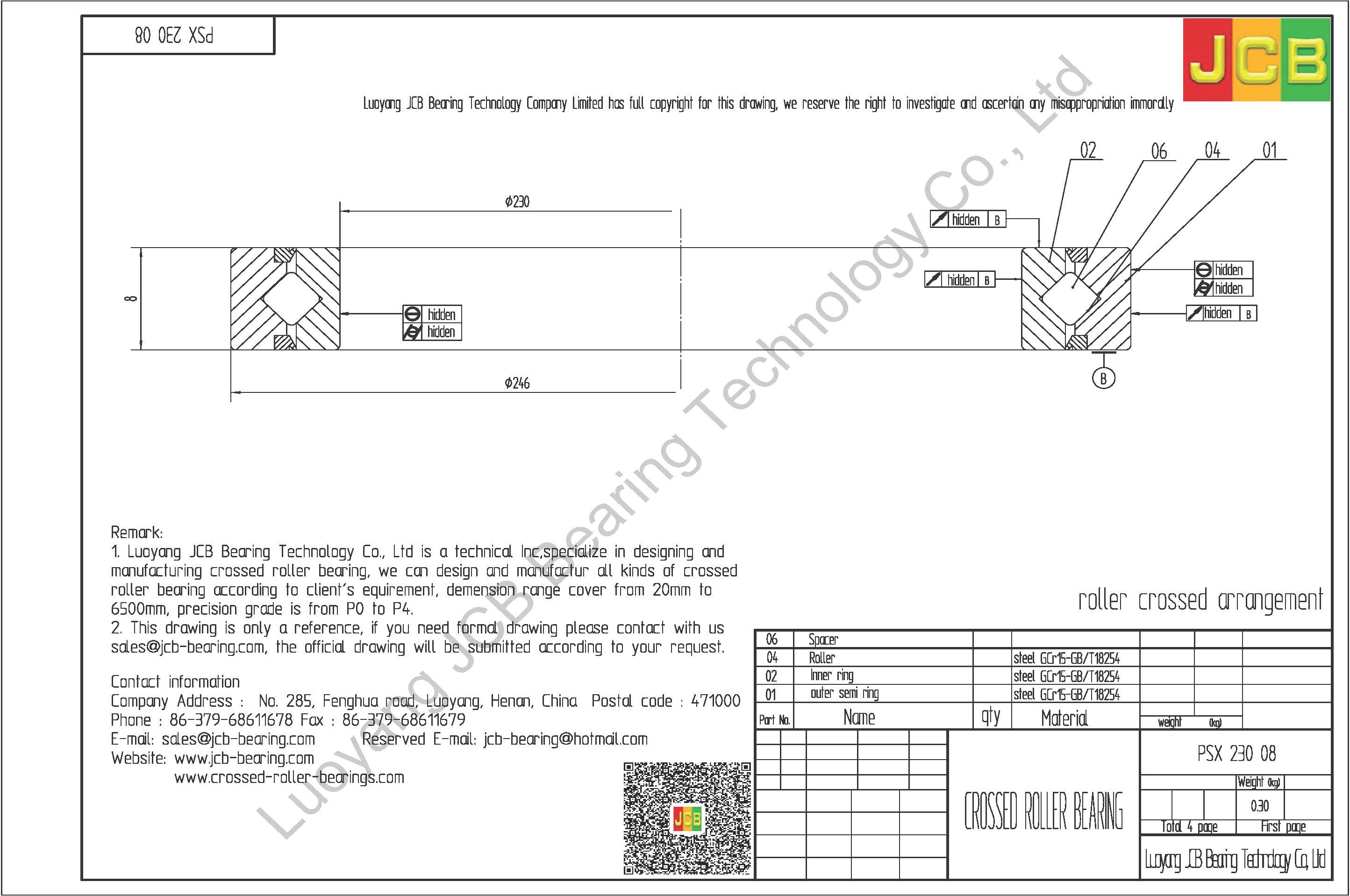 PSX 230 08 KMF CROSSED ROLLER BEARING