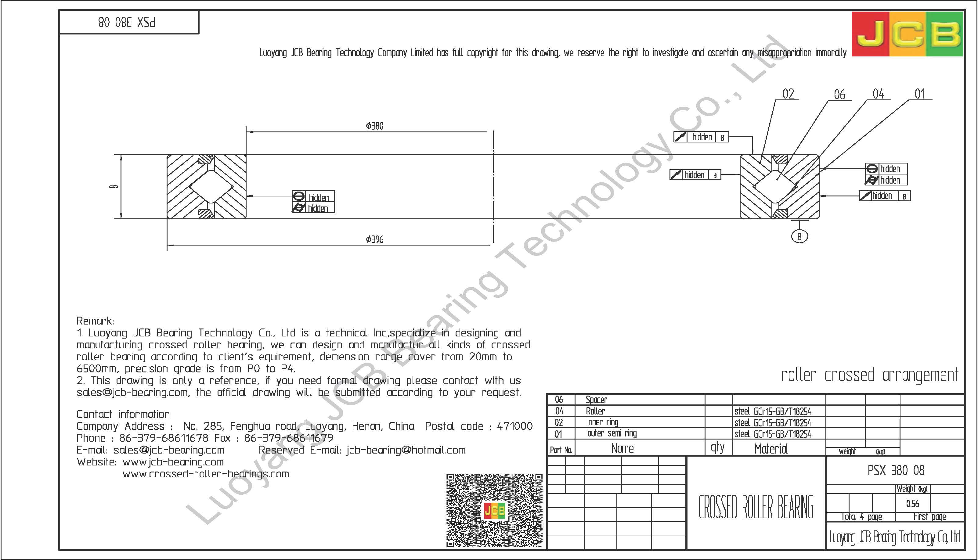 PSX 380 08 KMF CROSSED ROLLER BEARING