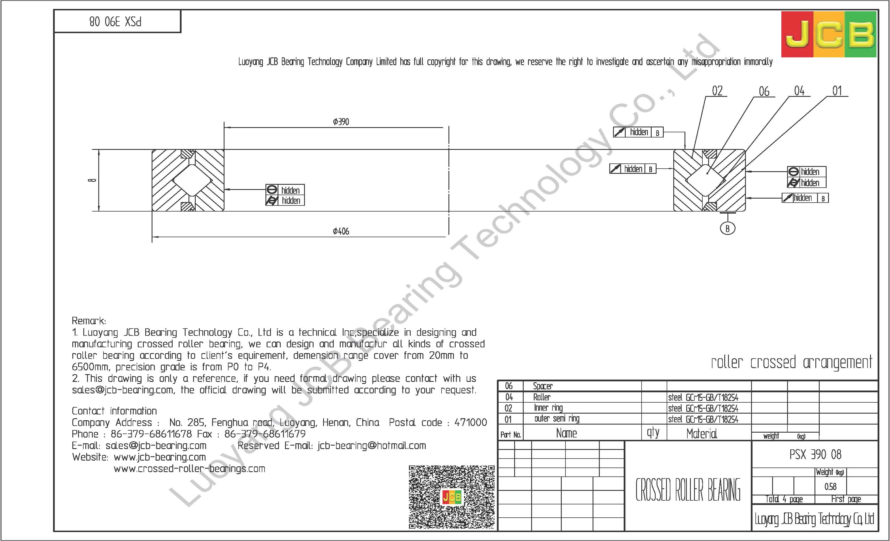 PSX 390 08 KMF CROSSED ROLLER BEARING
