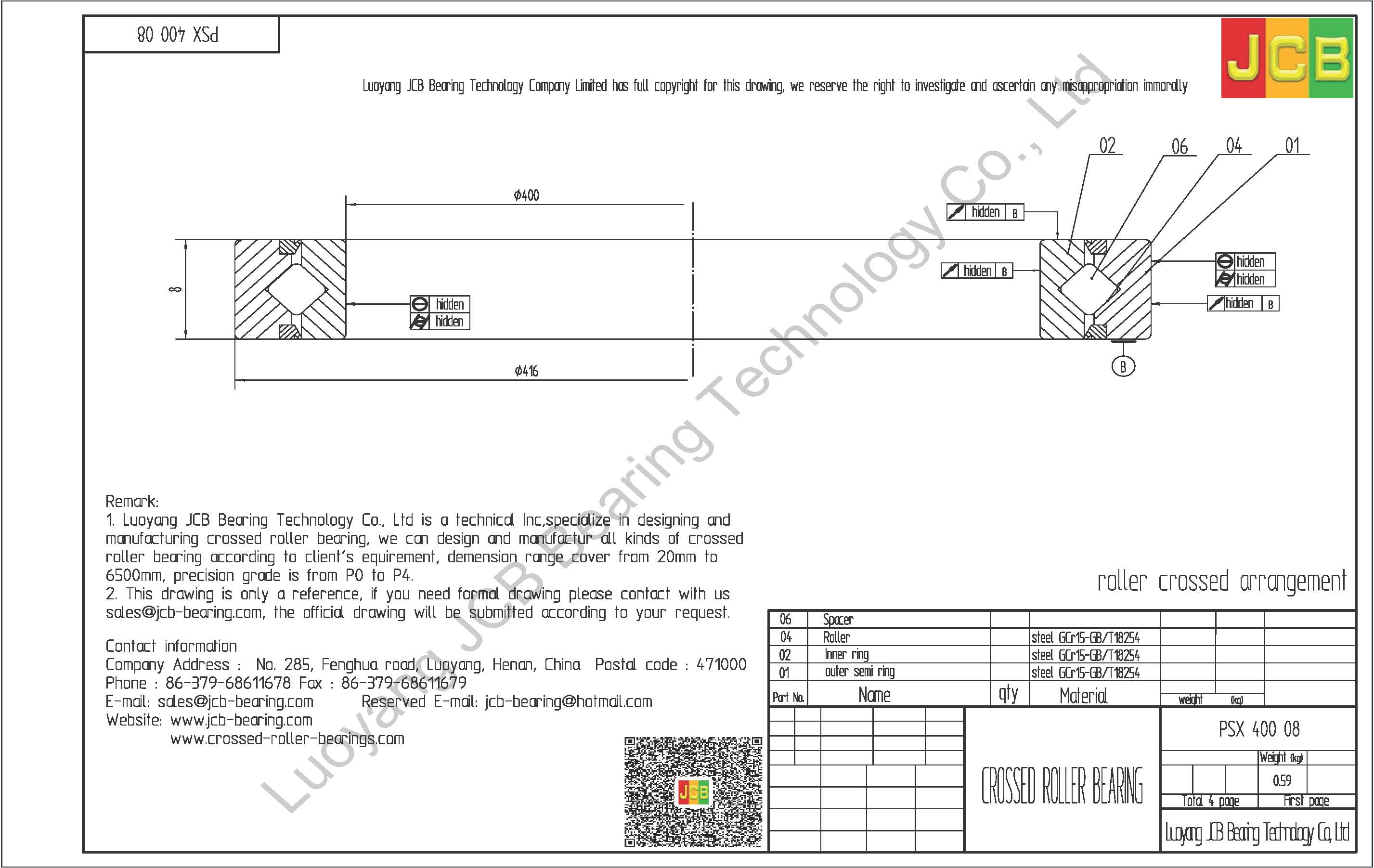 PSX 400 08 KMF CROSSED ROLLER BEARING