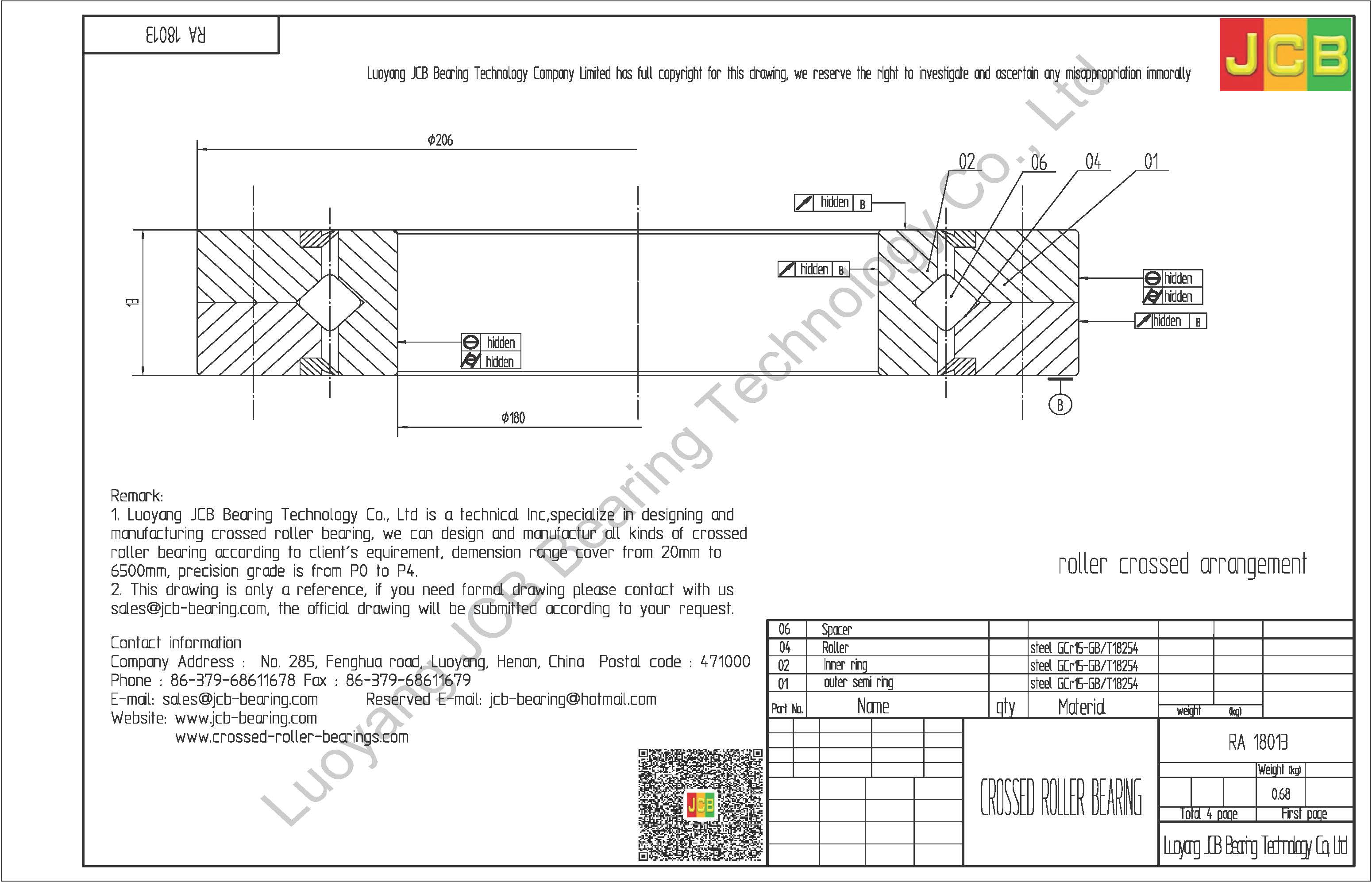 RA 18013 THK CROSSED ROLLER BEARING