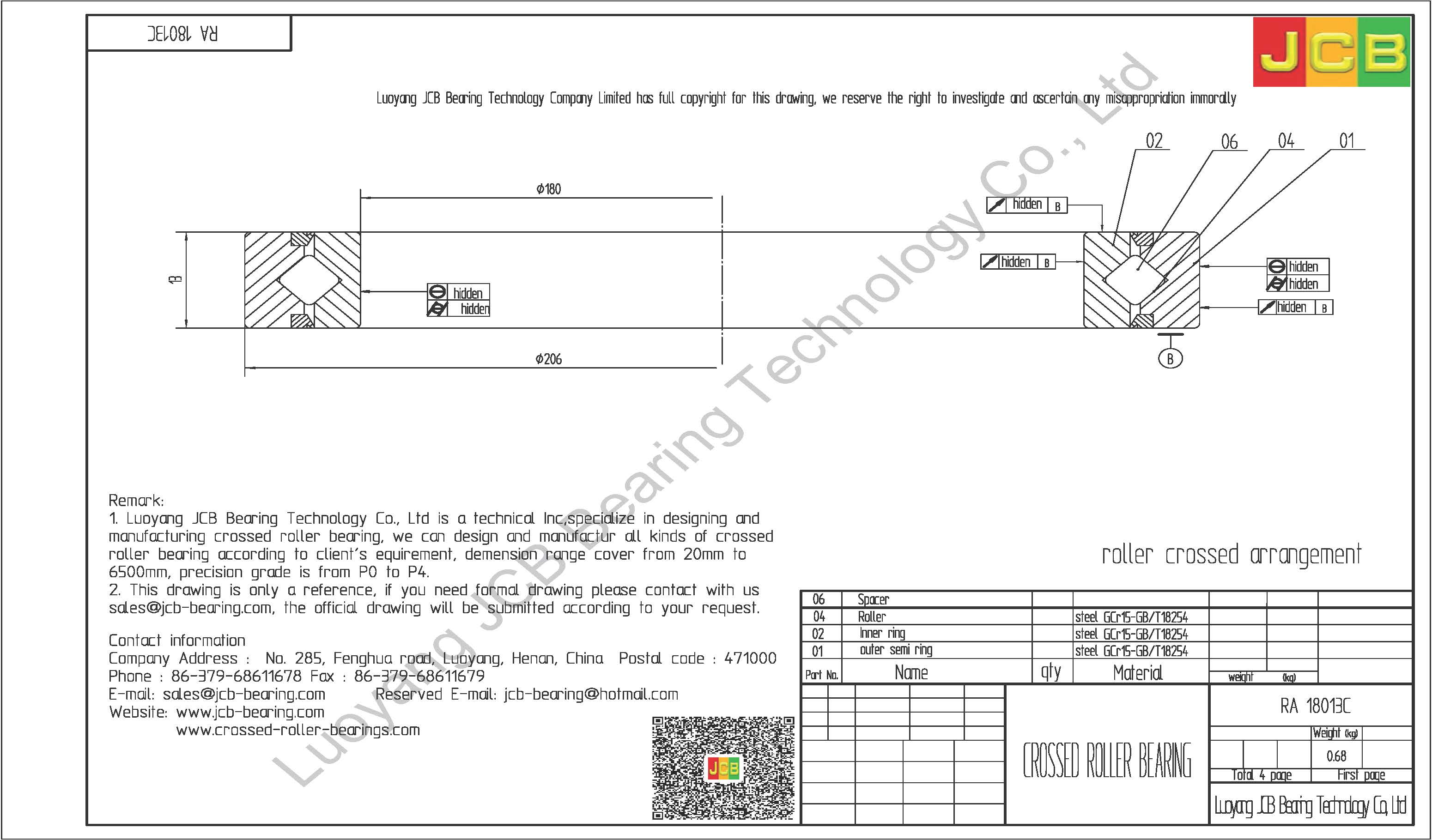 RA 18013C THK CROSSED ROLLER BEARING