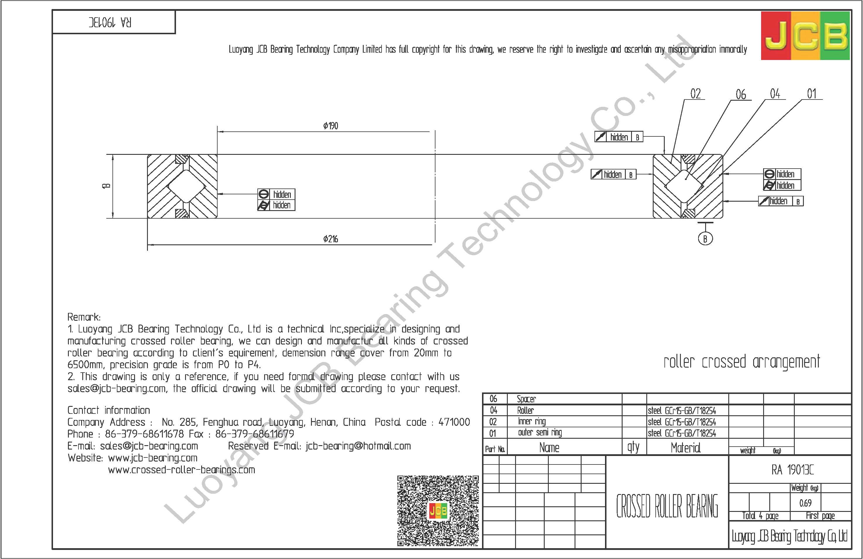 RA 19013C THK CROSSED ROLLER BEARING