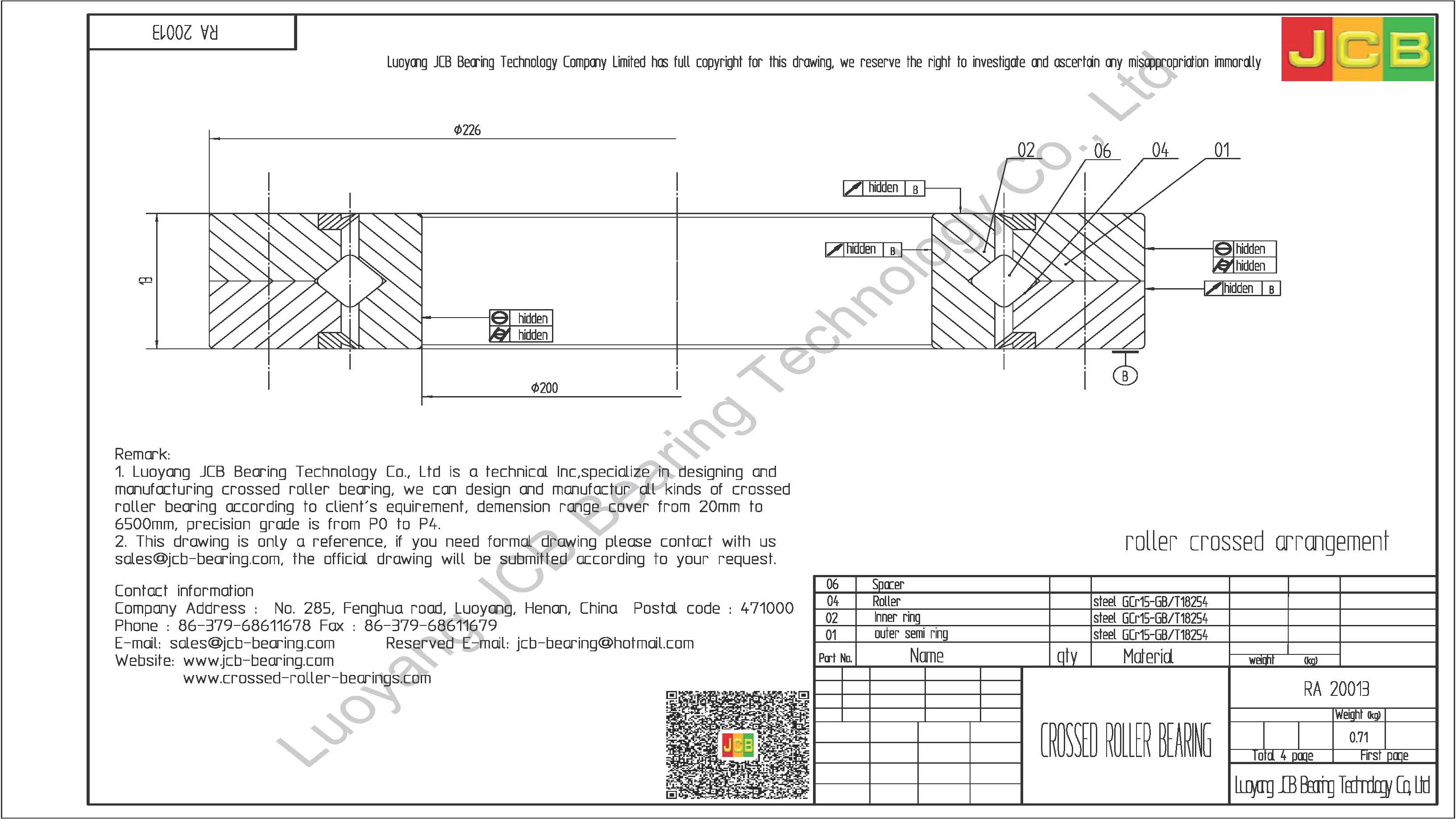 RA 20013 THK CROSSED ROLLER BEARING