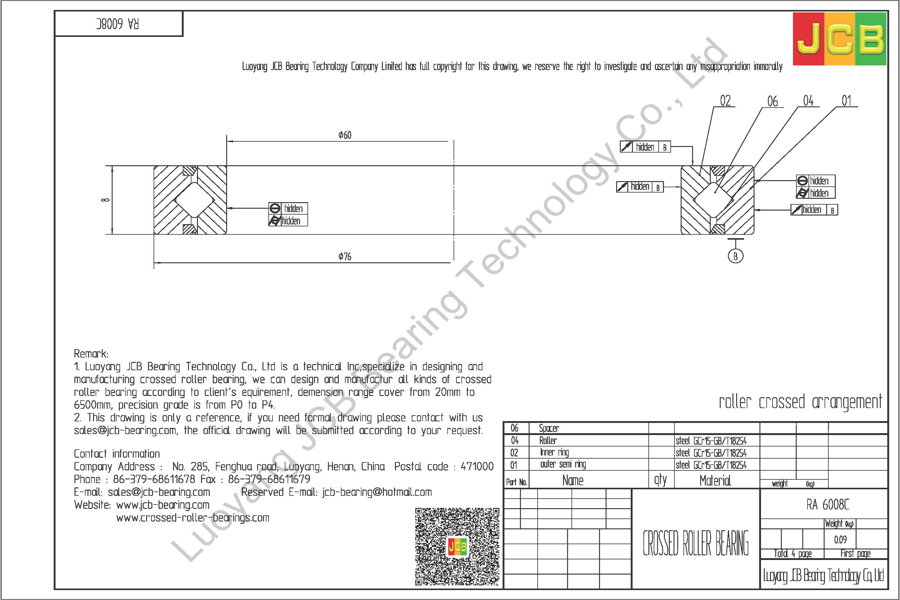 RA 6008C THK CROSSED ROLLER BEARING