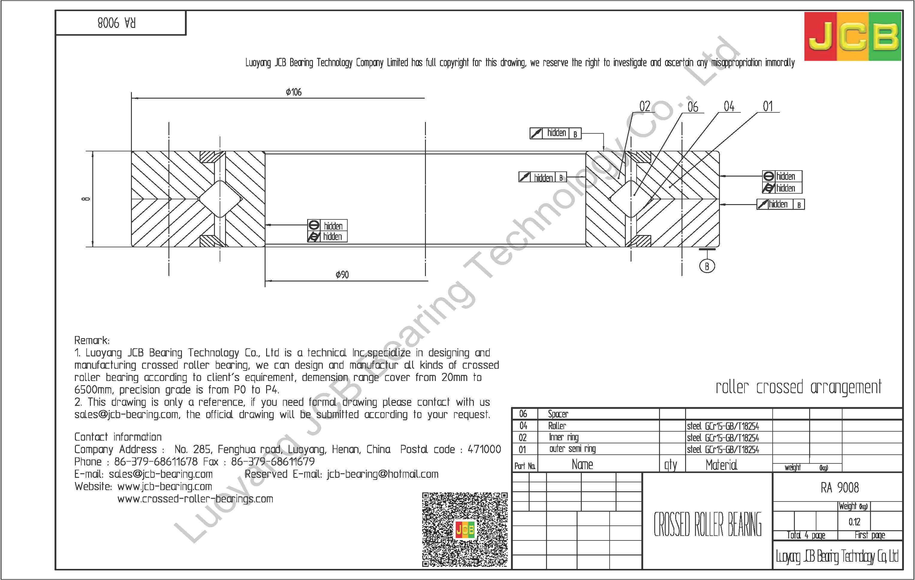 RA 9008 THK CROSSED ROLLER BEARING