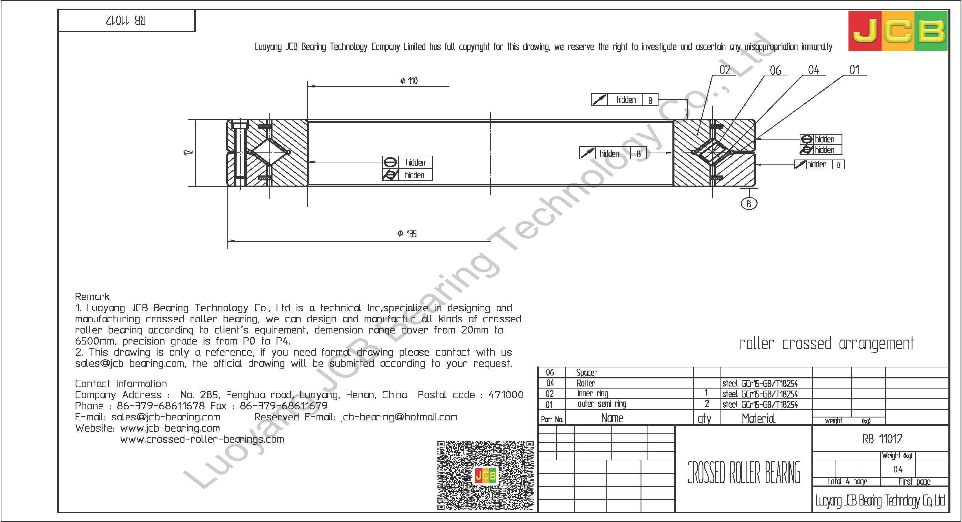 RB 11012 THK CROSSED ROLLER BEARING