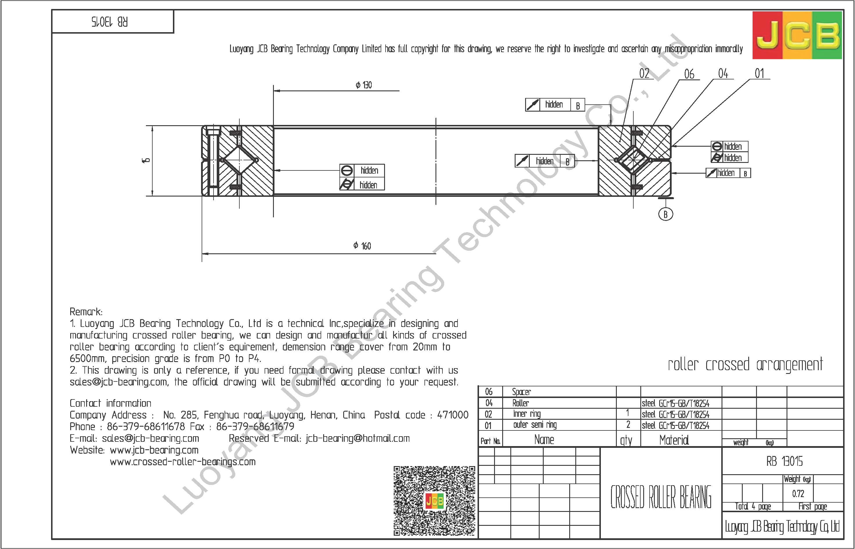 RB 13015 THK CROSSED ROLLER BEARING