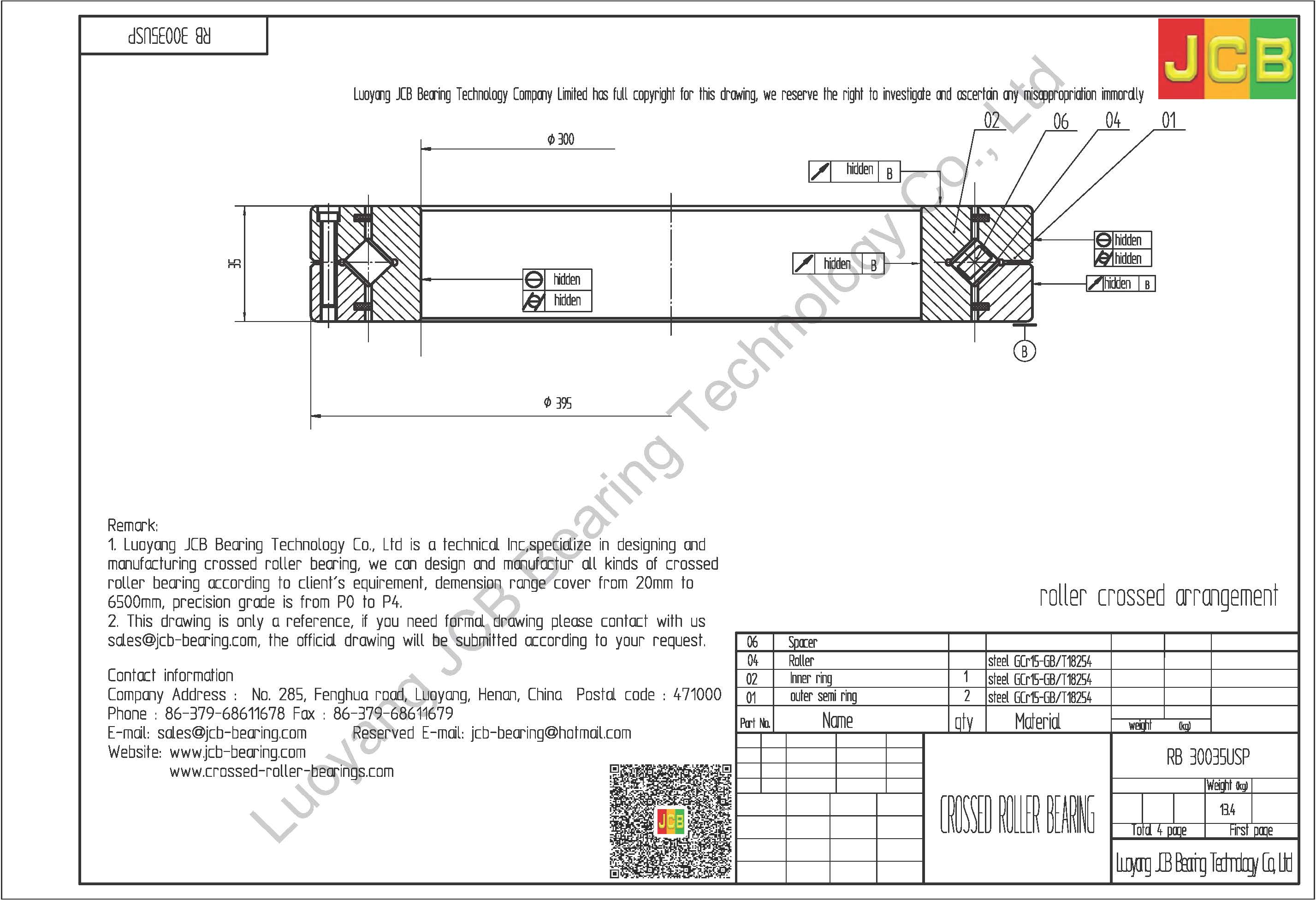 RB 30035USP THK CROSSED ROLLER BEARING