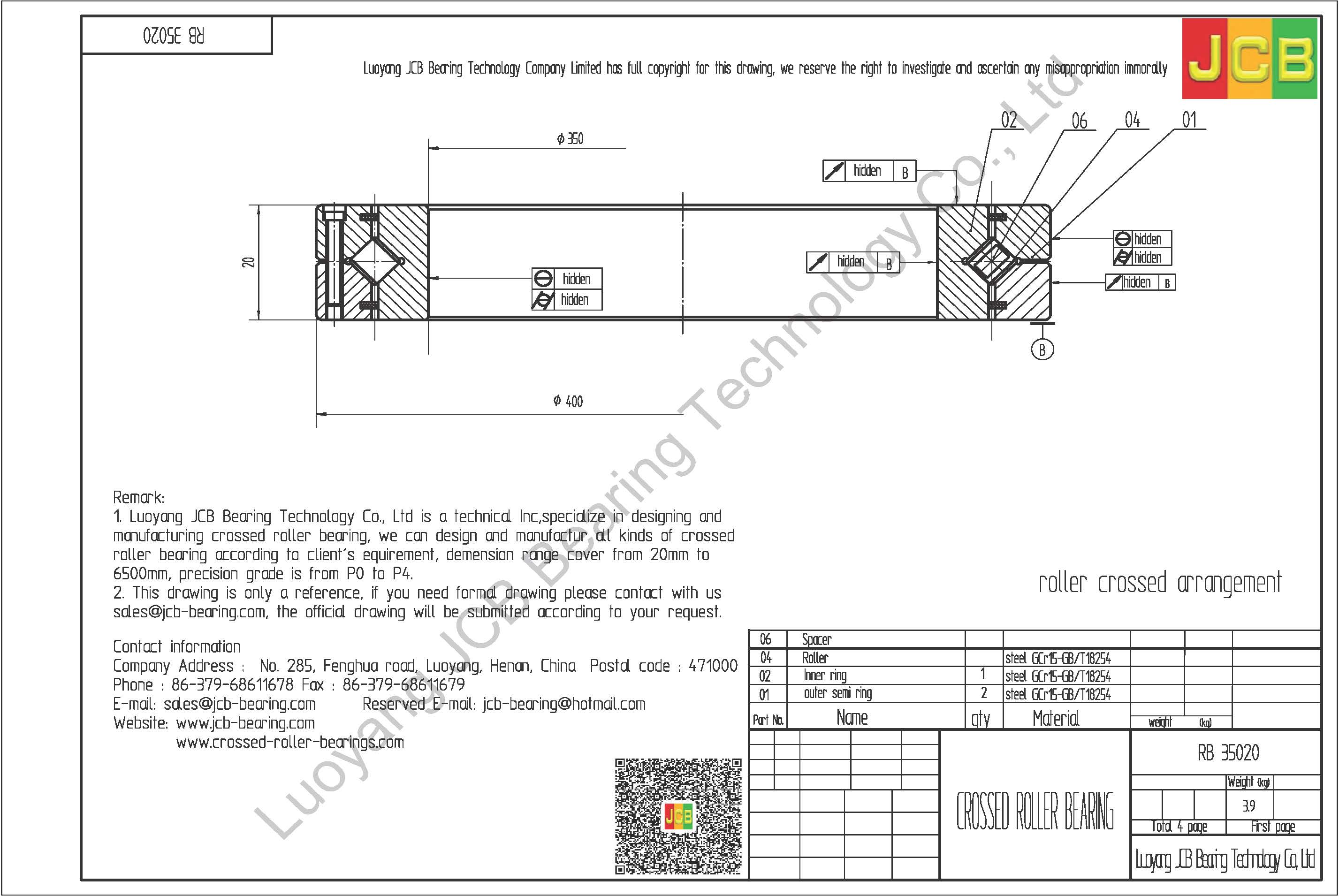 RB 35020 THK CROSSED ROLLER BEARING