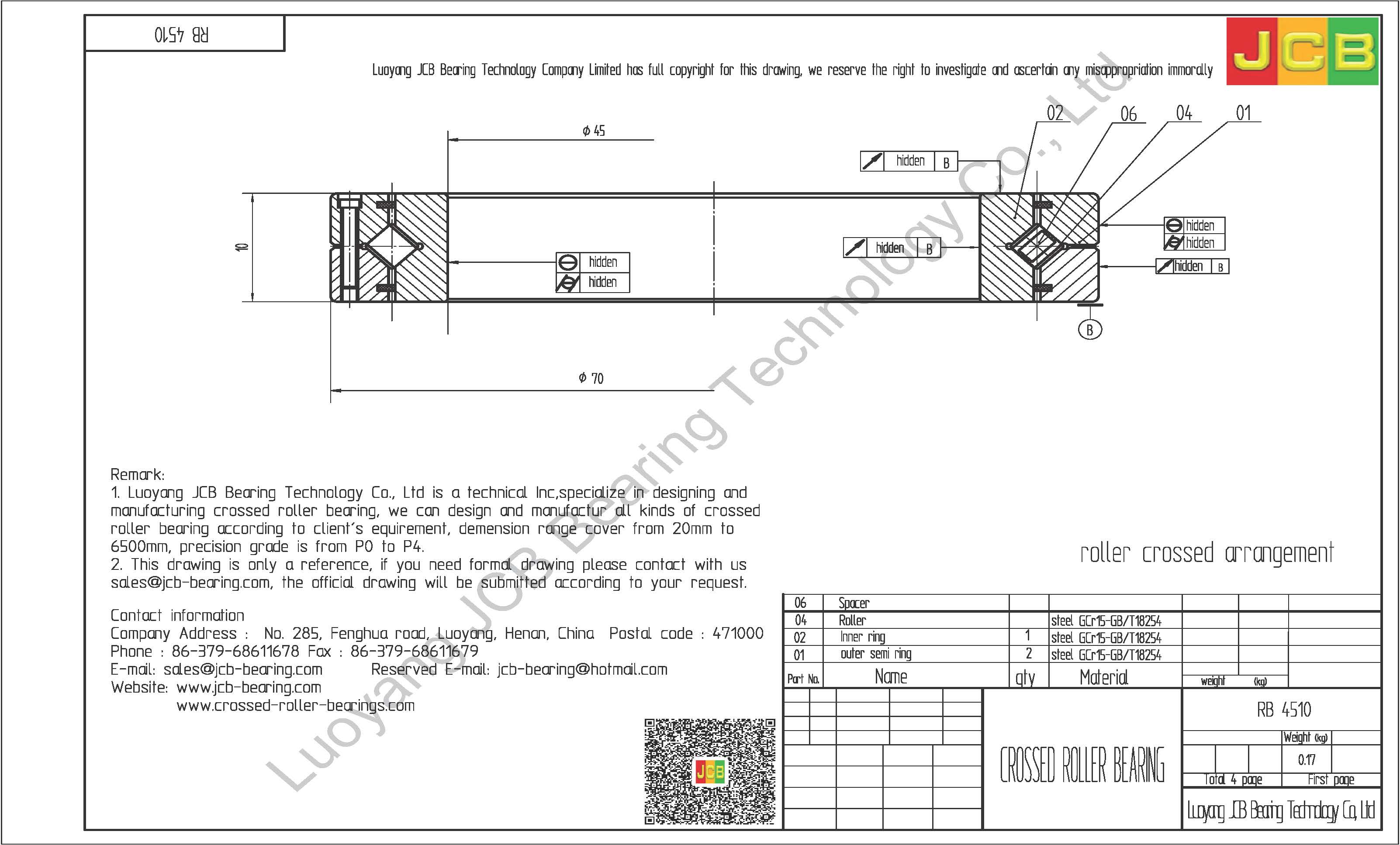 RB 4510 THK CROSSED ROLLER BEARING