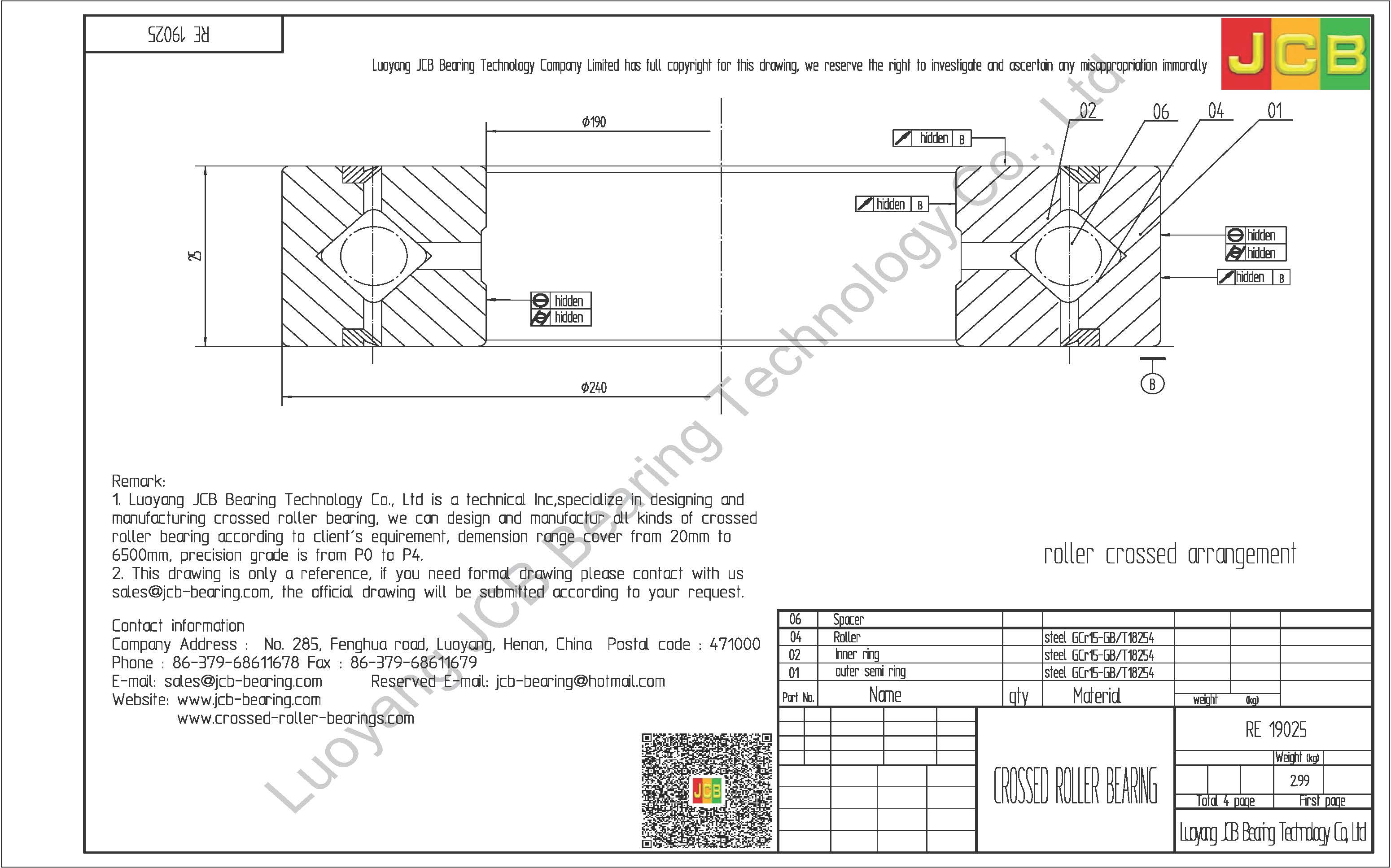 RE 19025 THK CROSSED ROLLER BEARING