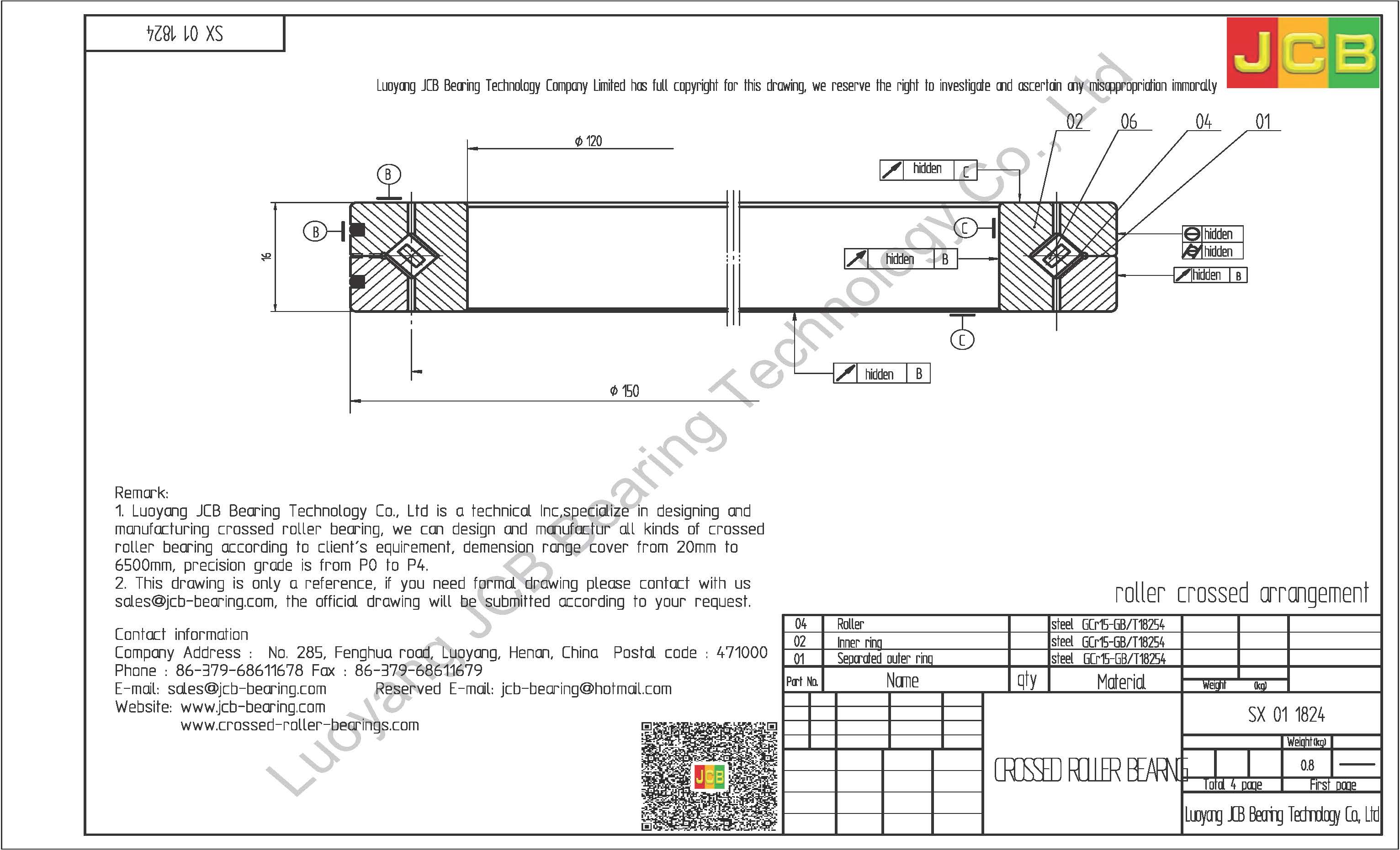 SX 01 1824 INA CROSSED ROLLER BEARING